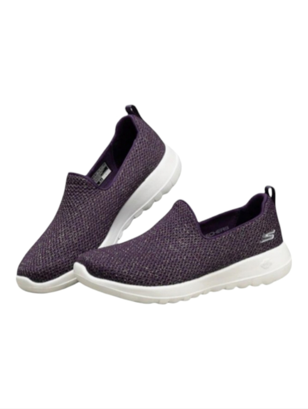 Skechers Go Walk Joy Slip-On Sneakers Purple Gold Glitter Knit Cushioned Size 6